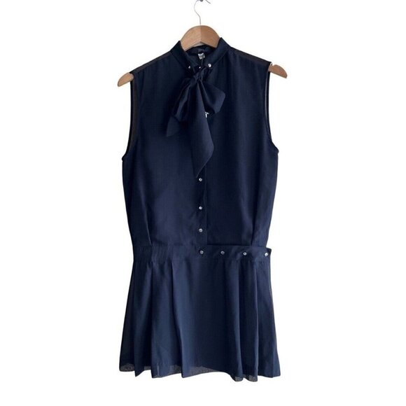 DIESEL Women's Black Chiffon D-Nedora-A Pleated Button Shift Dress $248 size XS - Picture 6 of 15